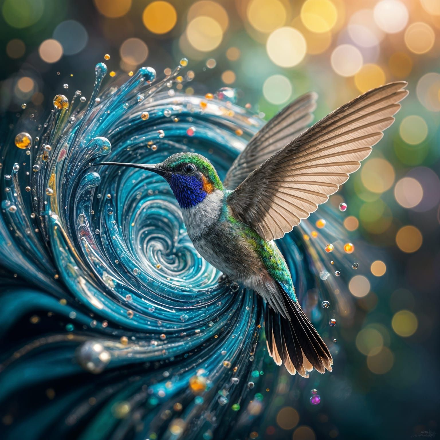 Hummingbird Wing Vortex: Macro Liquid Art