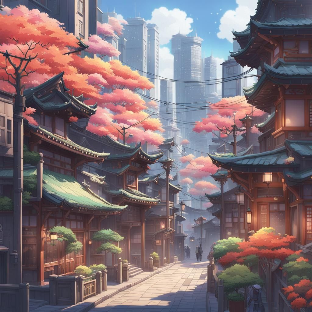 Anime Backgrounds: Cityscapes and Landscapes in 8k