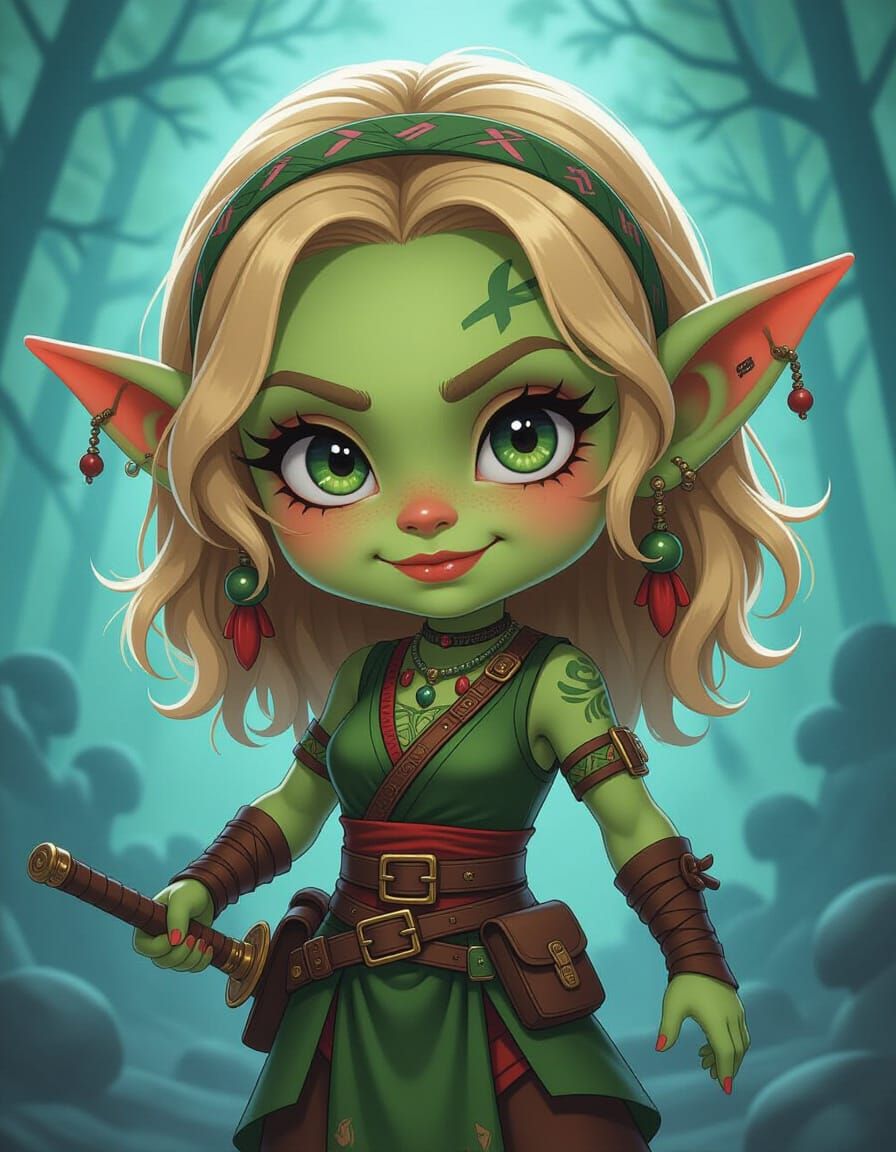 Goblin Slayer as Anime Waifu in Dark Fantasy Art