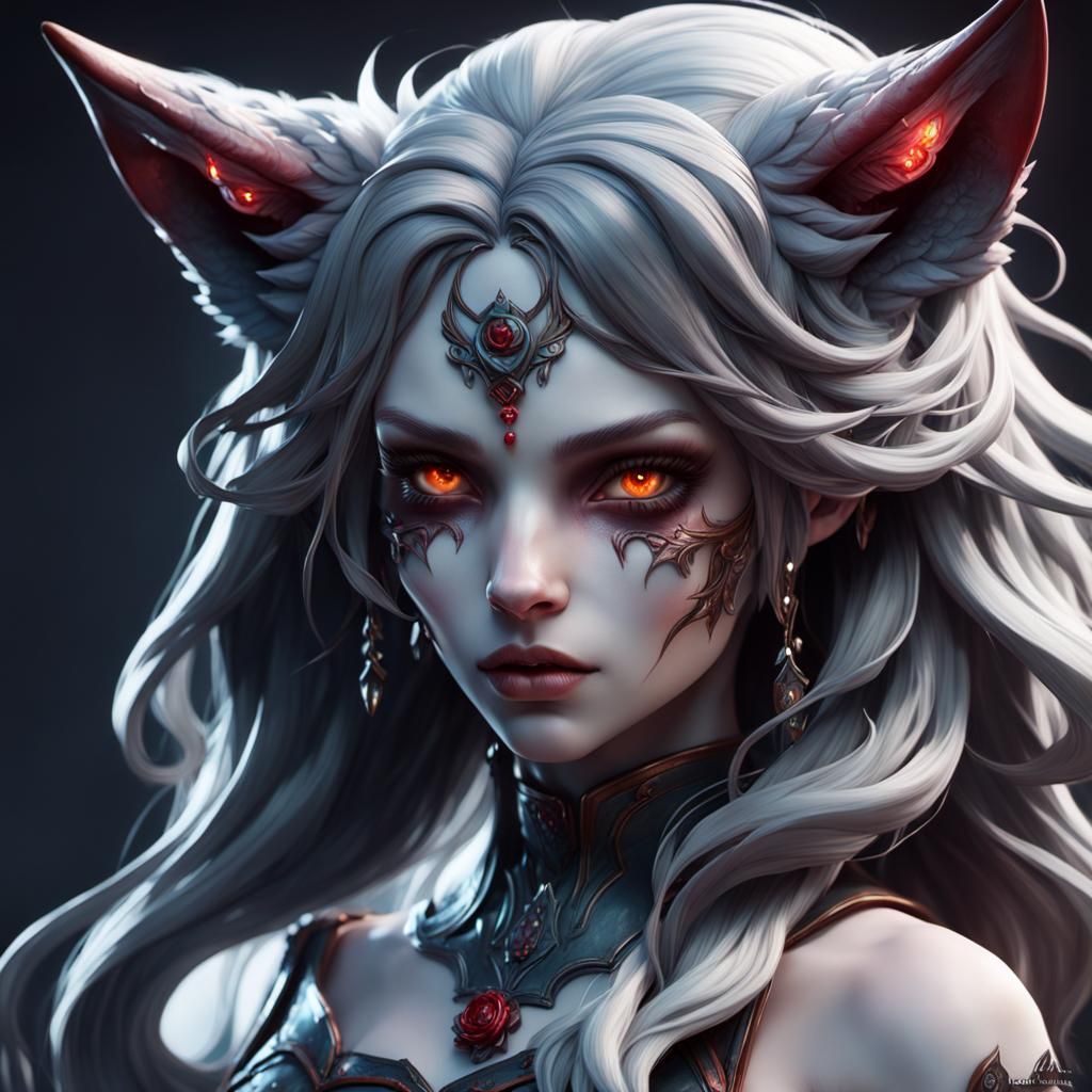Demonic Porcelain Wolf Girl Doll Portrait