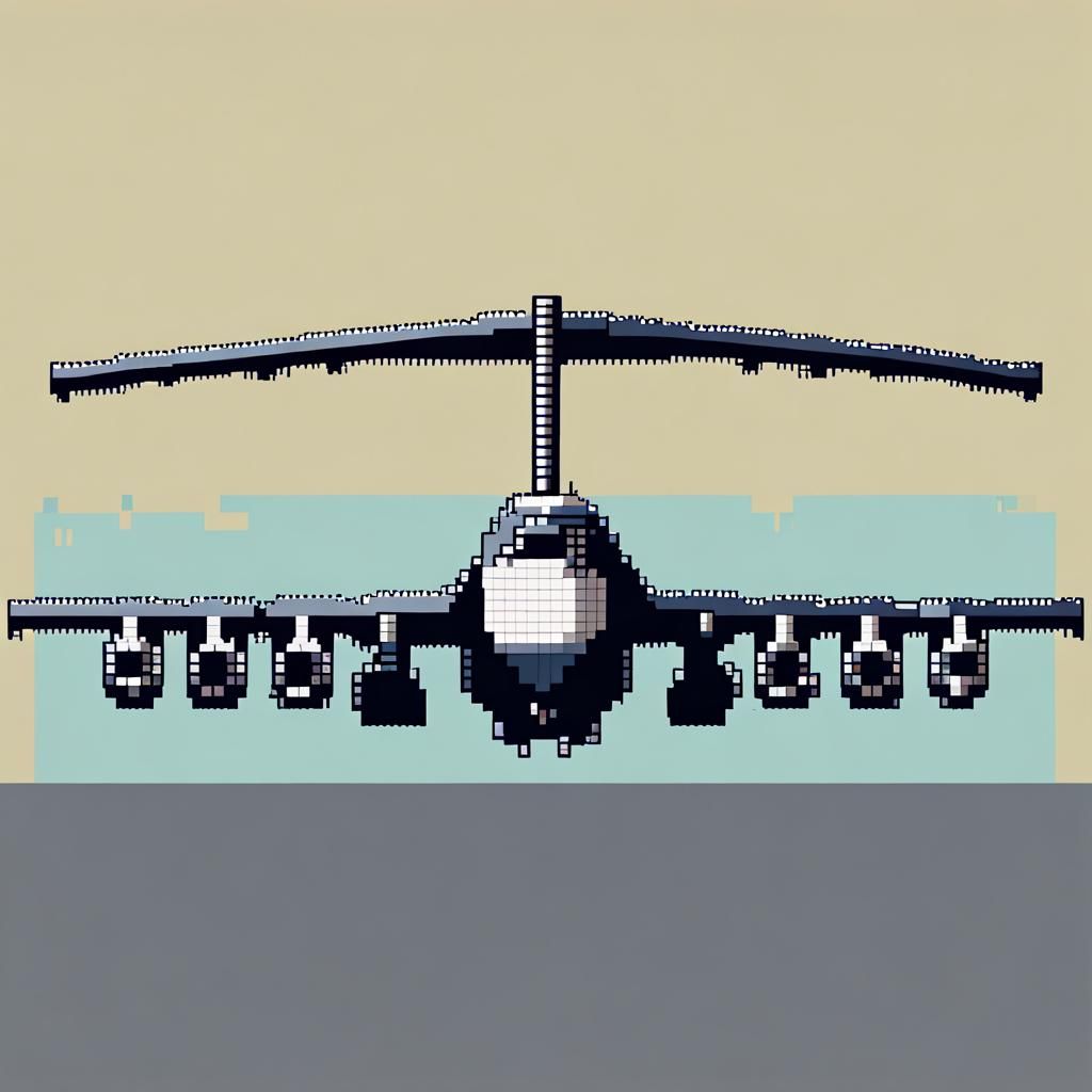 B-52 Airplane in Simple Pixel Art Style