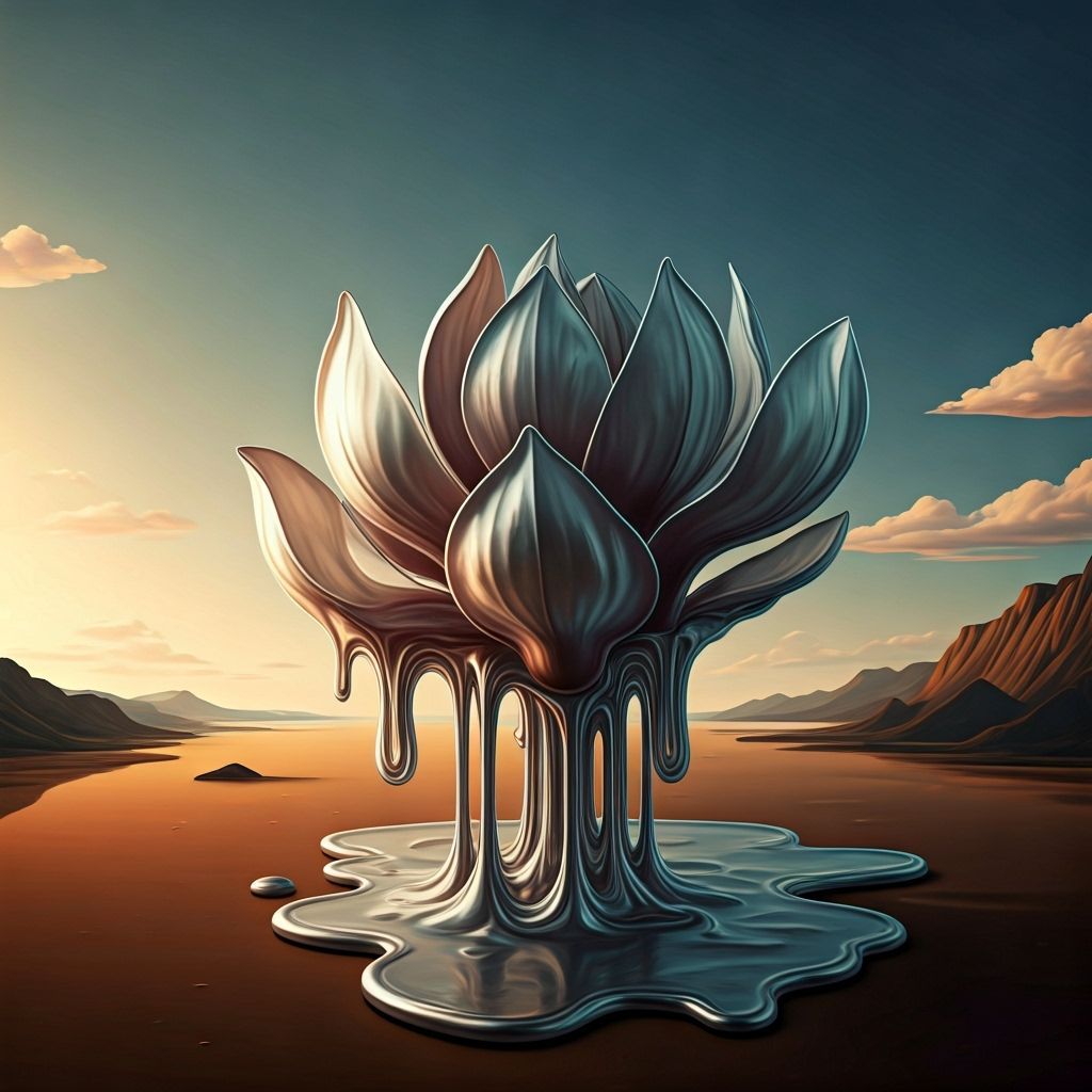 Liquid silver magnolia flower