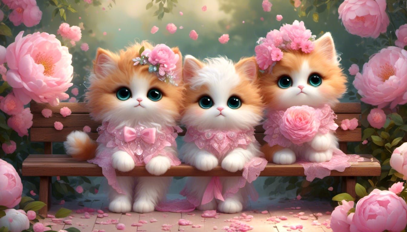 <lora:Ultra Cute:1.0> dorable fluffy ginger chibi kittens si...