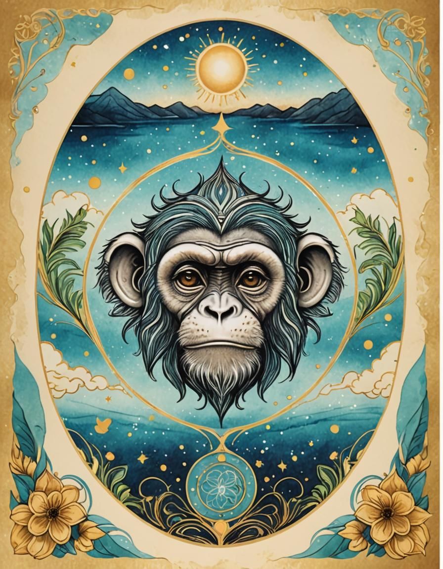 Artistic Journey Manifestation Card in Monkey Style