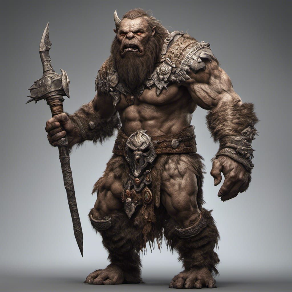 Armored Half-Orc Warchief Leading Beasts into War