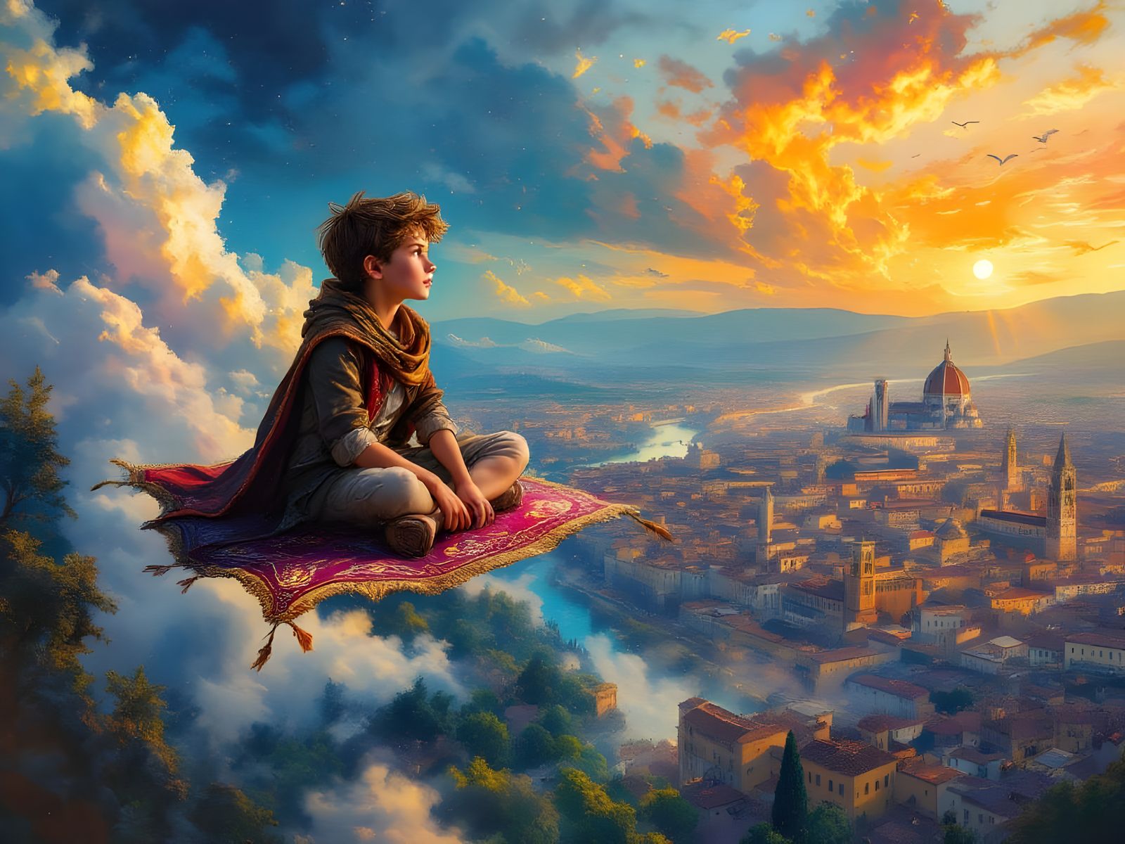 Boy's Magic Carpet Ride Over Florence