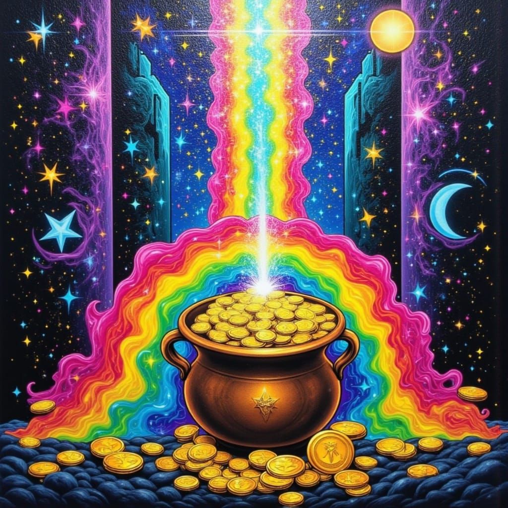 Pot of Gold Graffiti Art with Melting Rainbows
