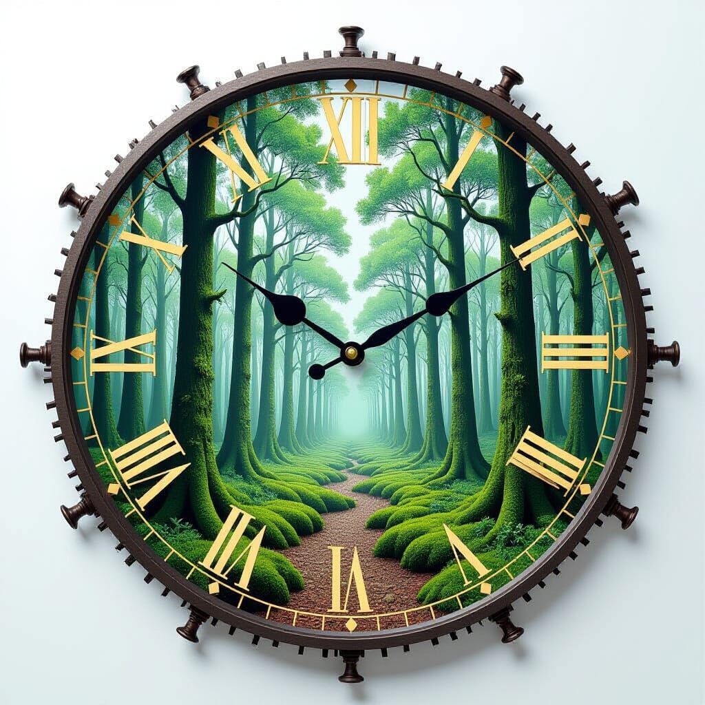 Surreal Forest Timepiece in Double Exposure Style