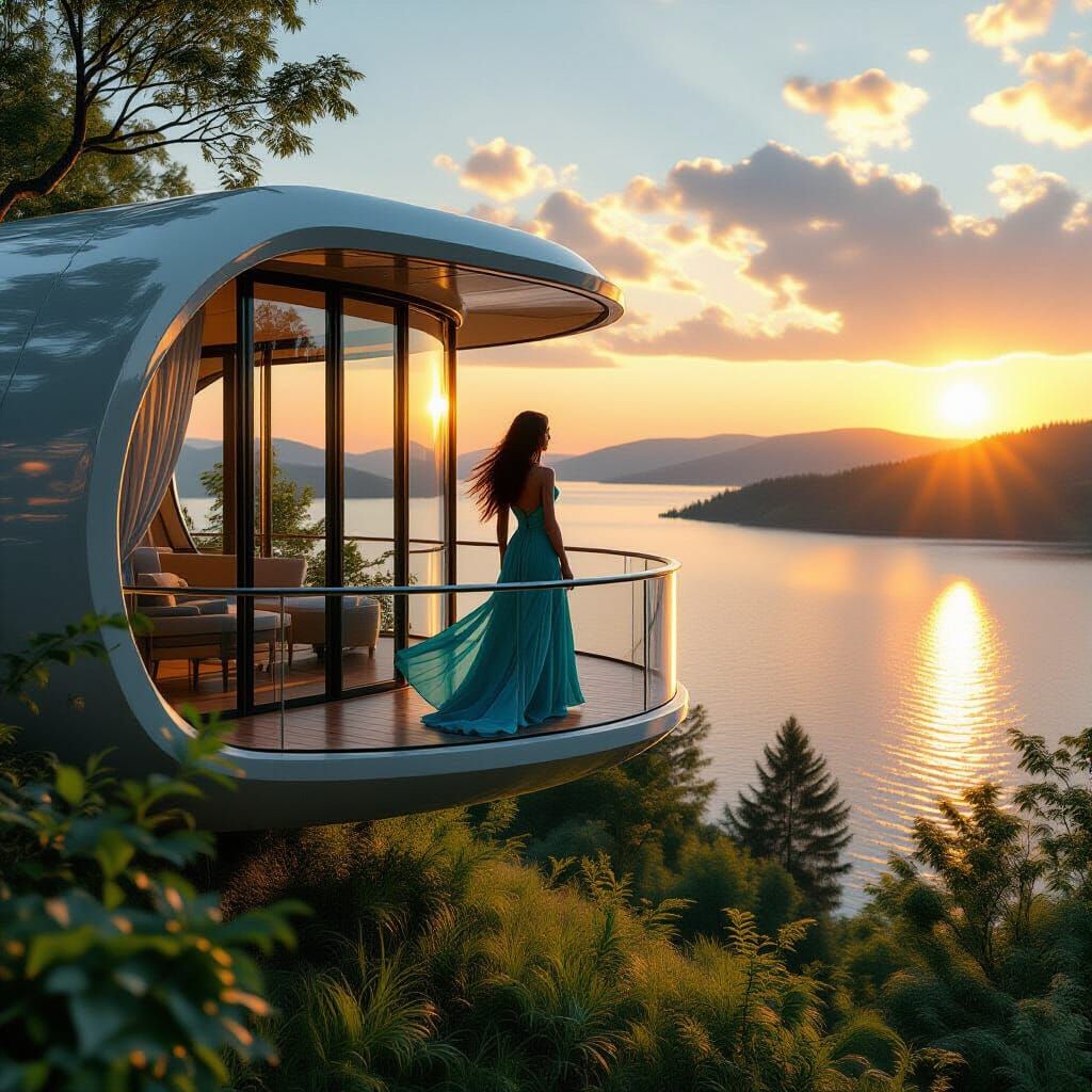 Futuristic Stilt House by Lake Teletskoye