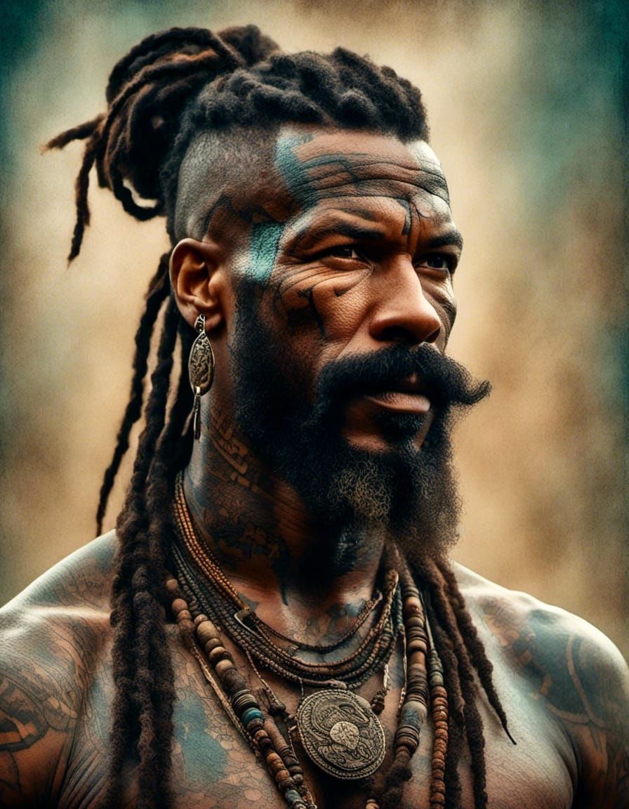 Hyperdetailed Portrait of Edgy Man with Tattoos