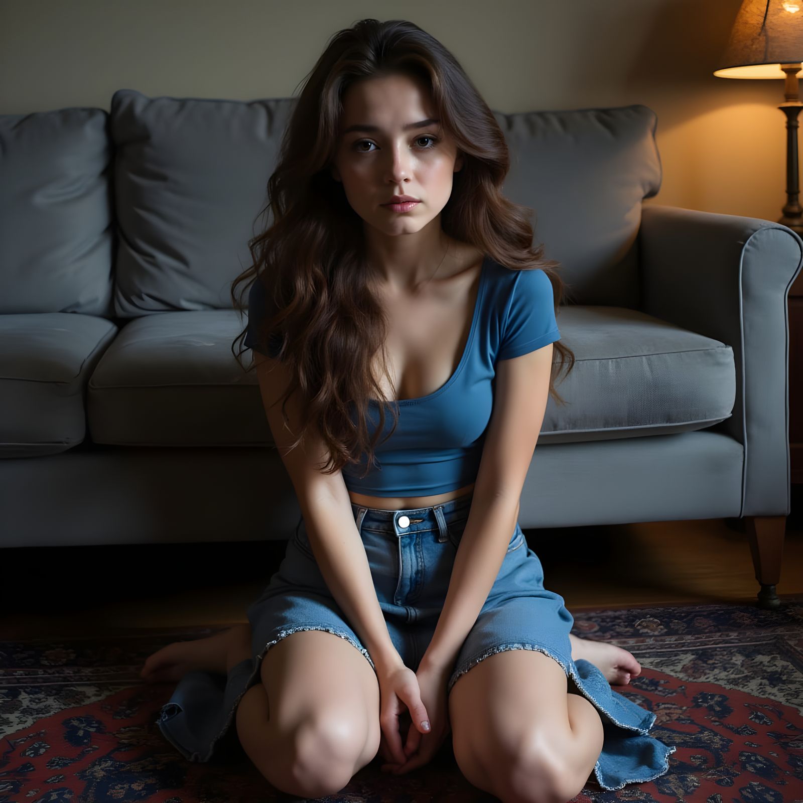 Young Woman Contemplates Life's Problems in Moody Atmosphere