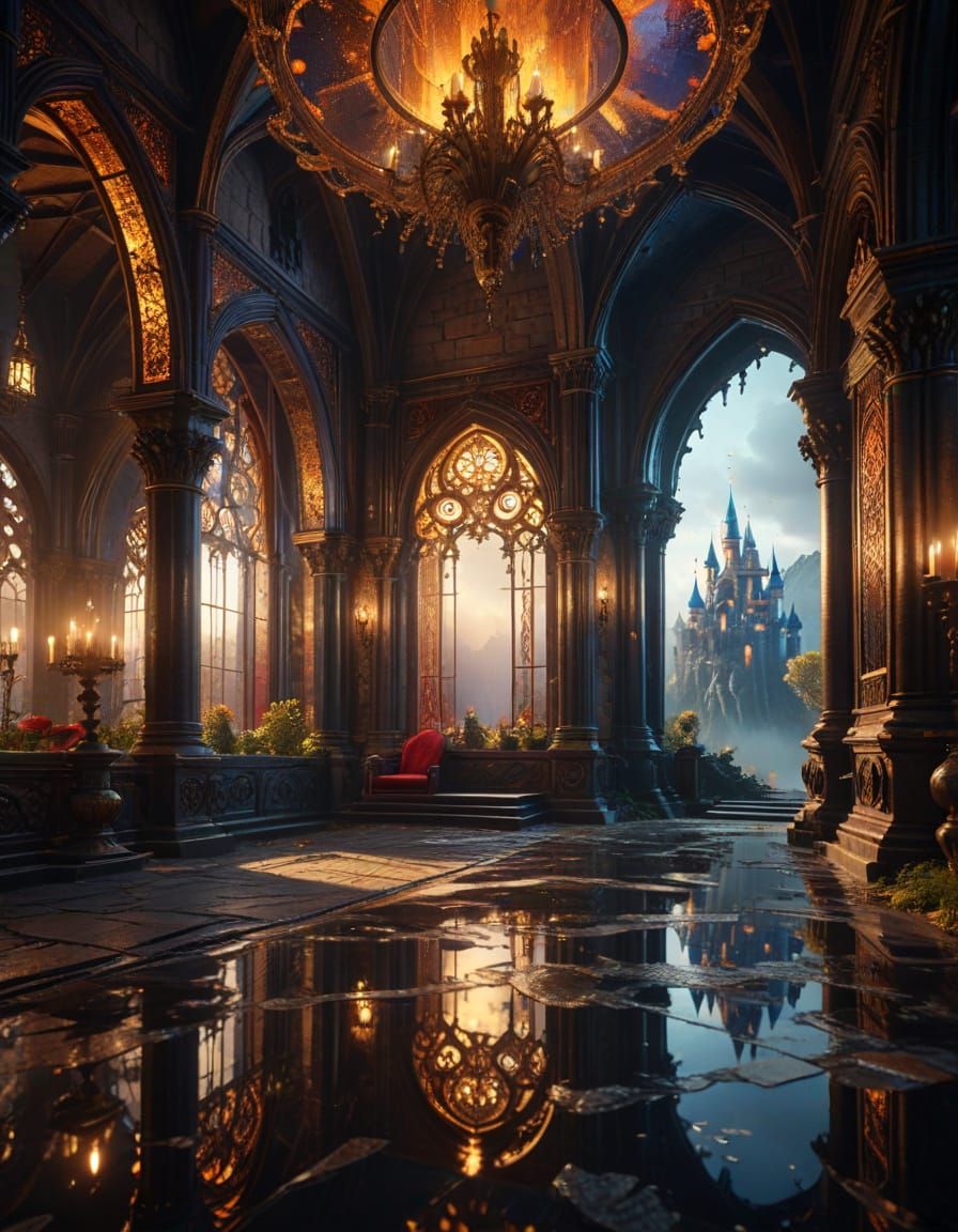 Vibrant Castle in a Mystical Realm