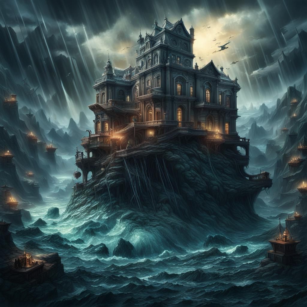 Drowning in Fears: A Maximalist Digital Painting