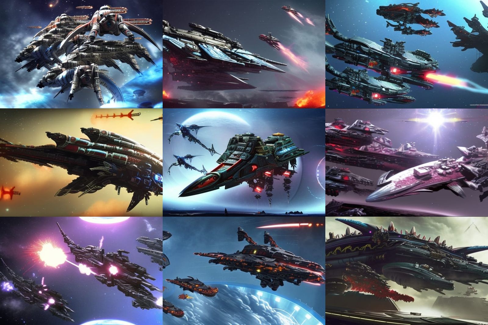 Warhammer 40k Battleship in Epic Sci-Fi Scene