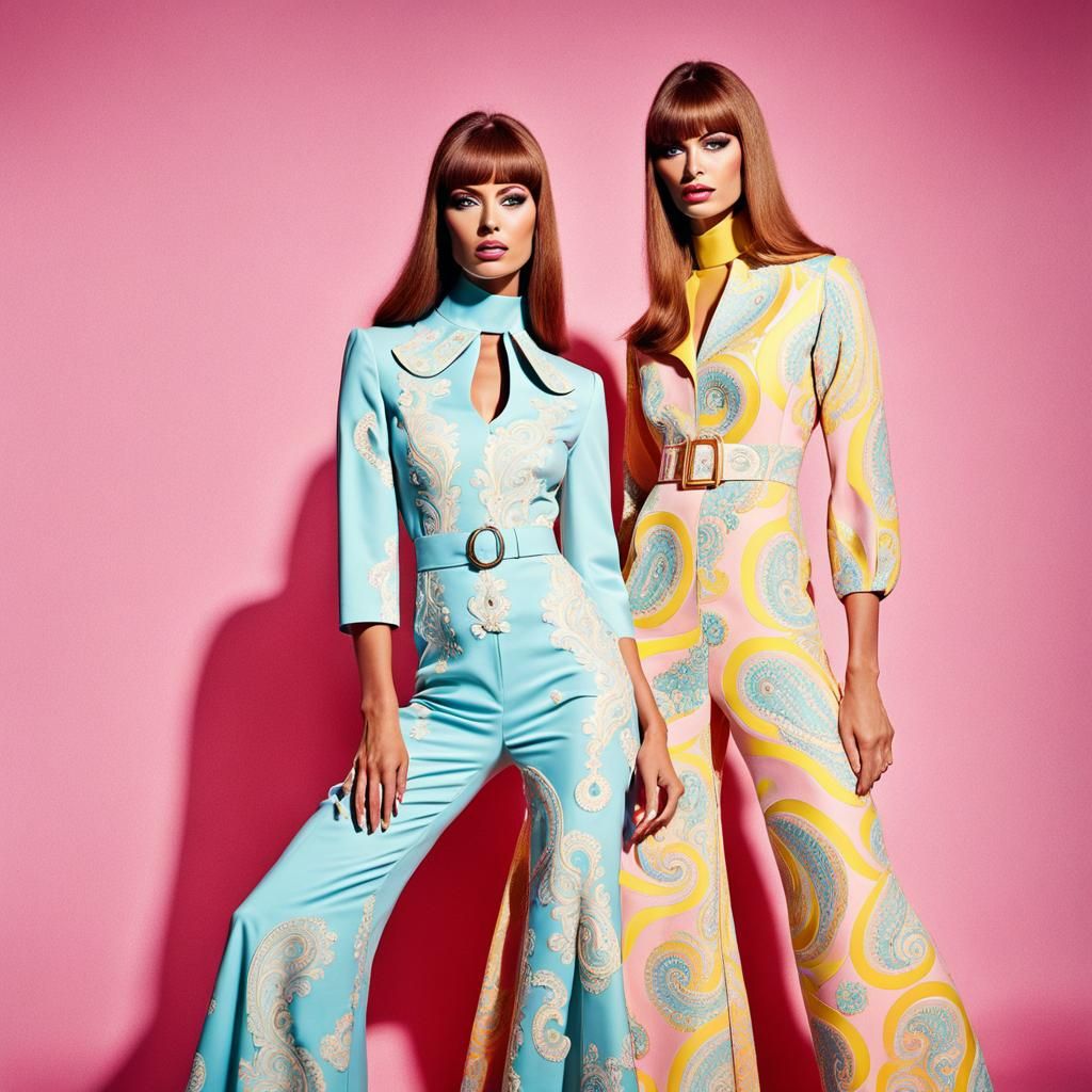 Dynamic 1960s Fashion Shoot in Pastel Colors