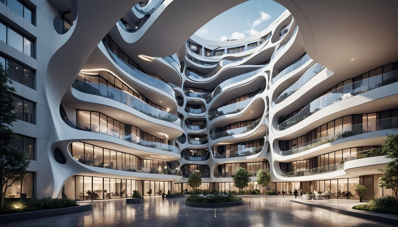 Futuristic High-Rise Architecture with Organic Curves