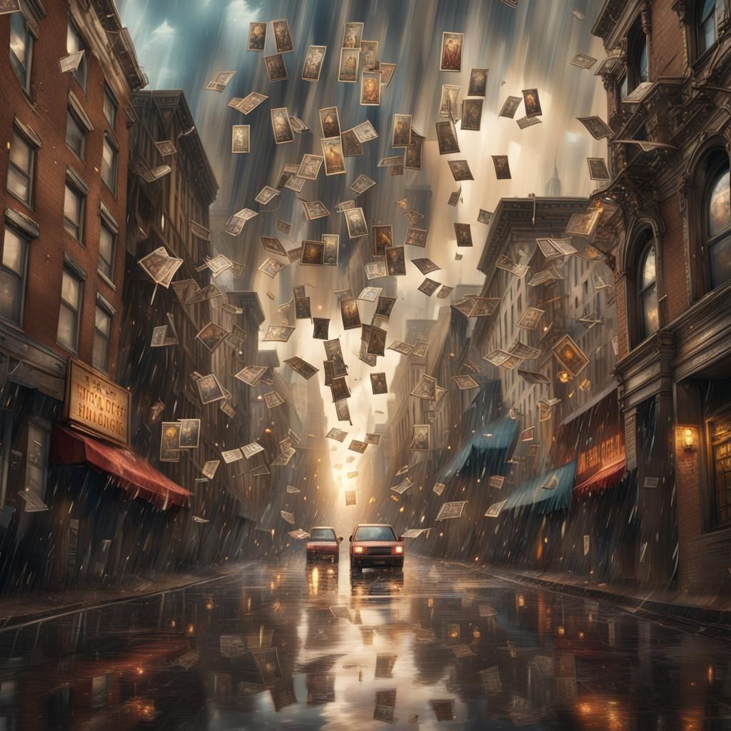 Tarot Cards Rain Over San Francisco: Digital Matte Painting