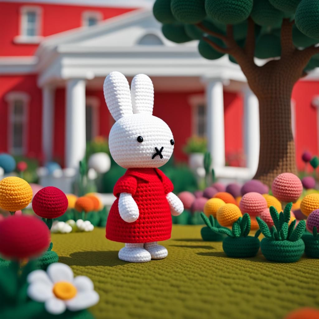 Miffy for president in a crochet world