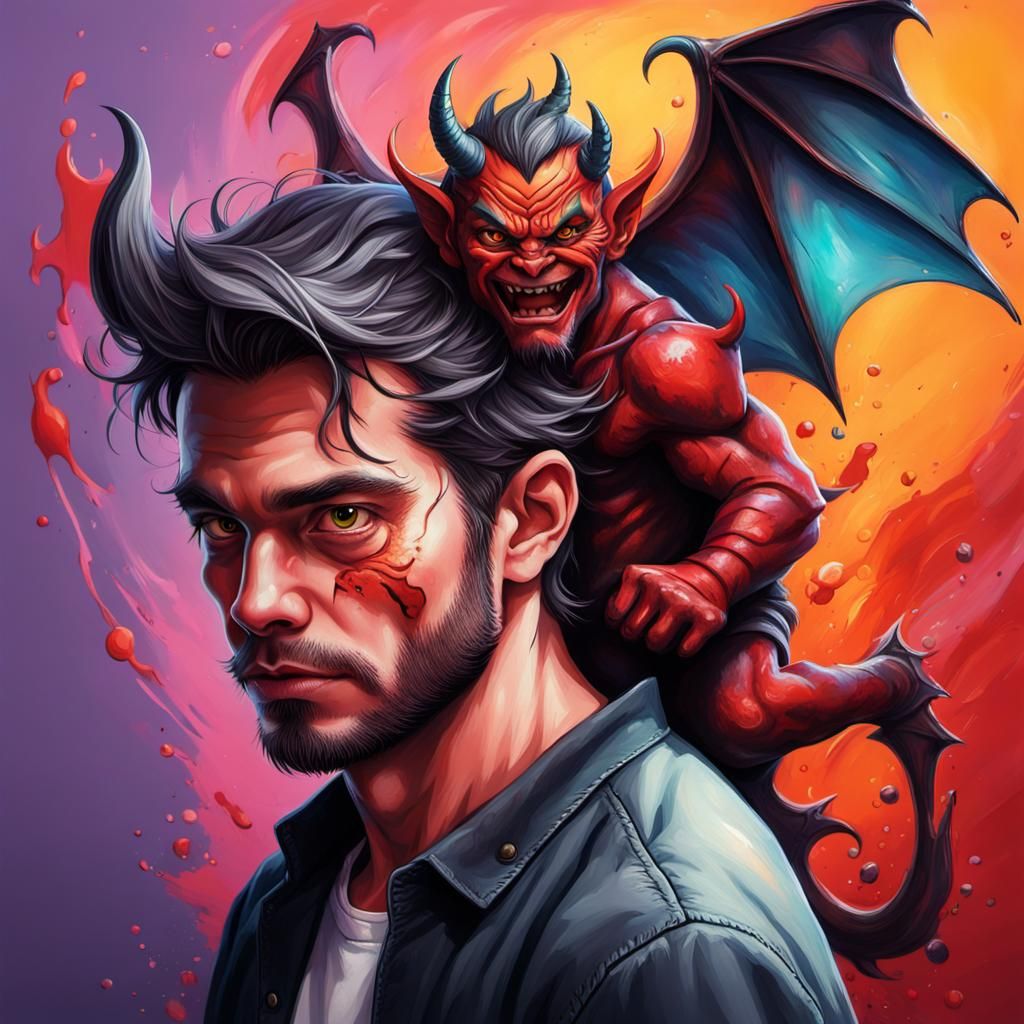 devil on a mans shoulder