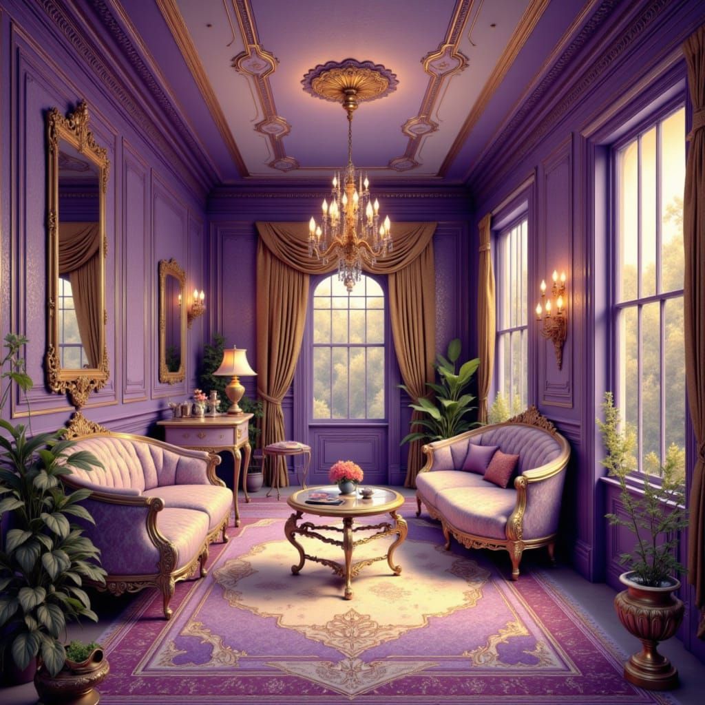 Glamorous Deco House Interior in Digital Art Style