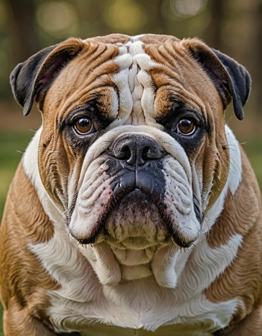 English Bulldog Close-Up with Natural Background