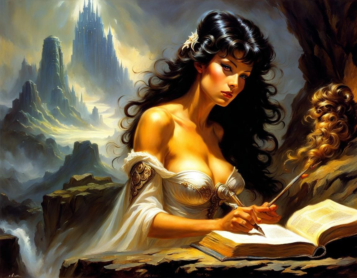 Magic Scroll Book in Oil Painting Style