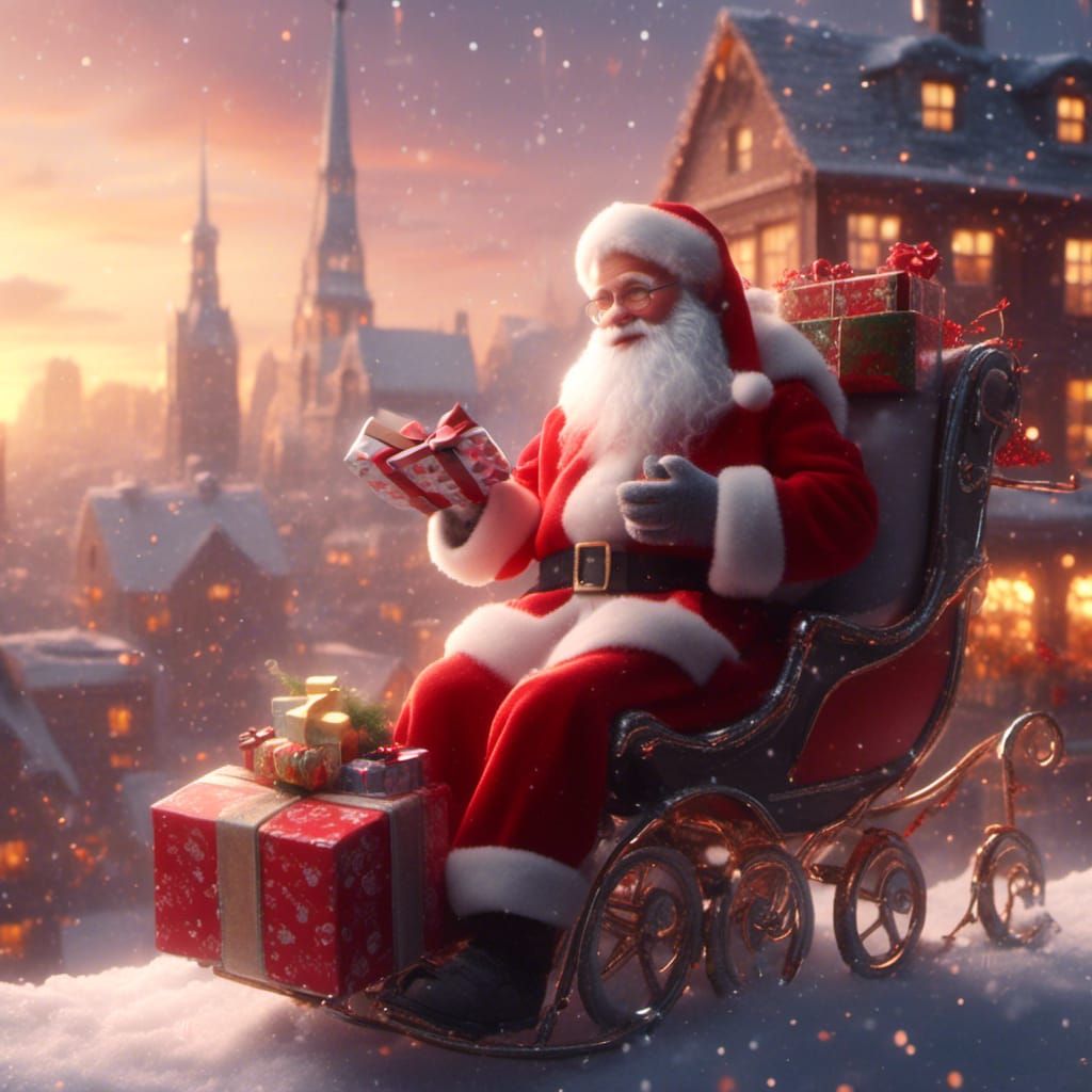 Santa Claus and Robot Spread Christmas Cheer