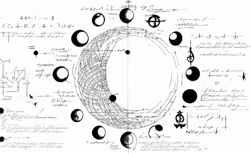 Abstract Moon Phases Diagram in Hand-Drawn Sketch Style