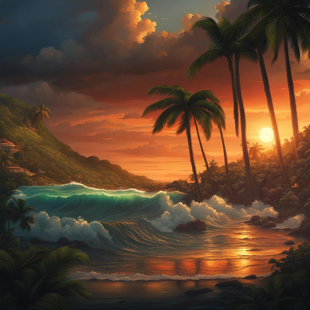 Epic Jamaican Sunset: Digital Matte Painting