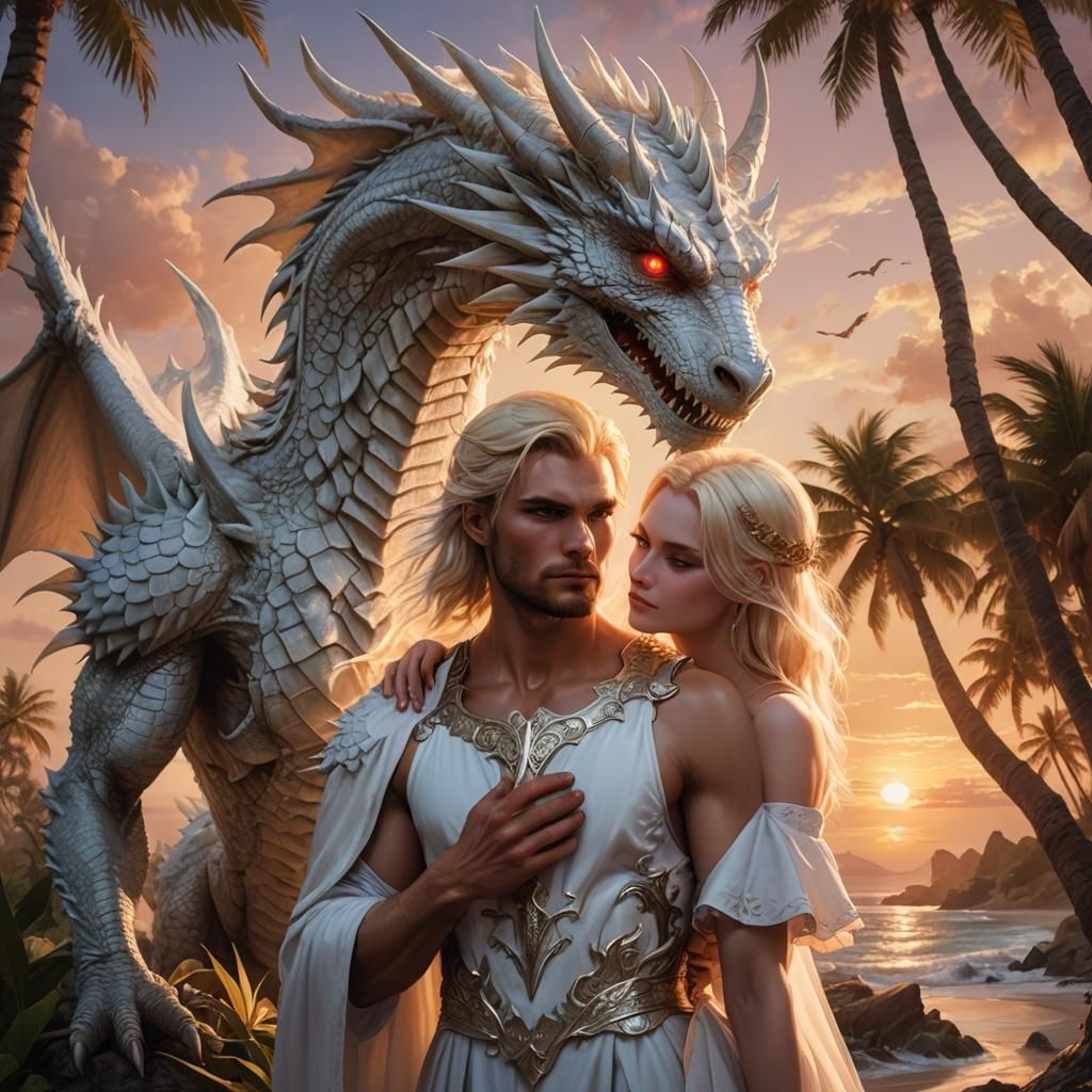 Dragon Demon Couple in Fantasy Art Style