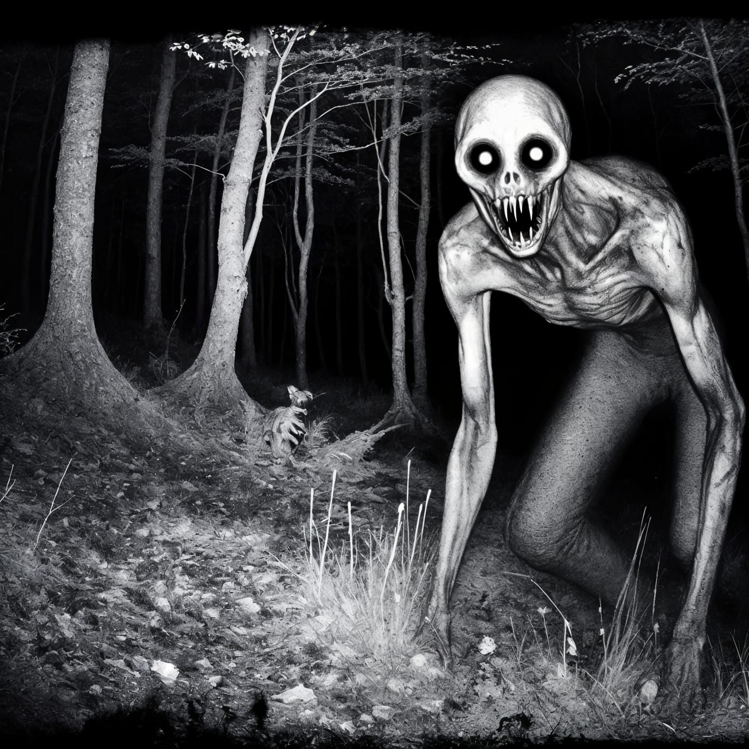 Eerie Pale Figure Haunts Dark Forest, Romanticism Style