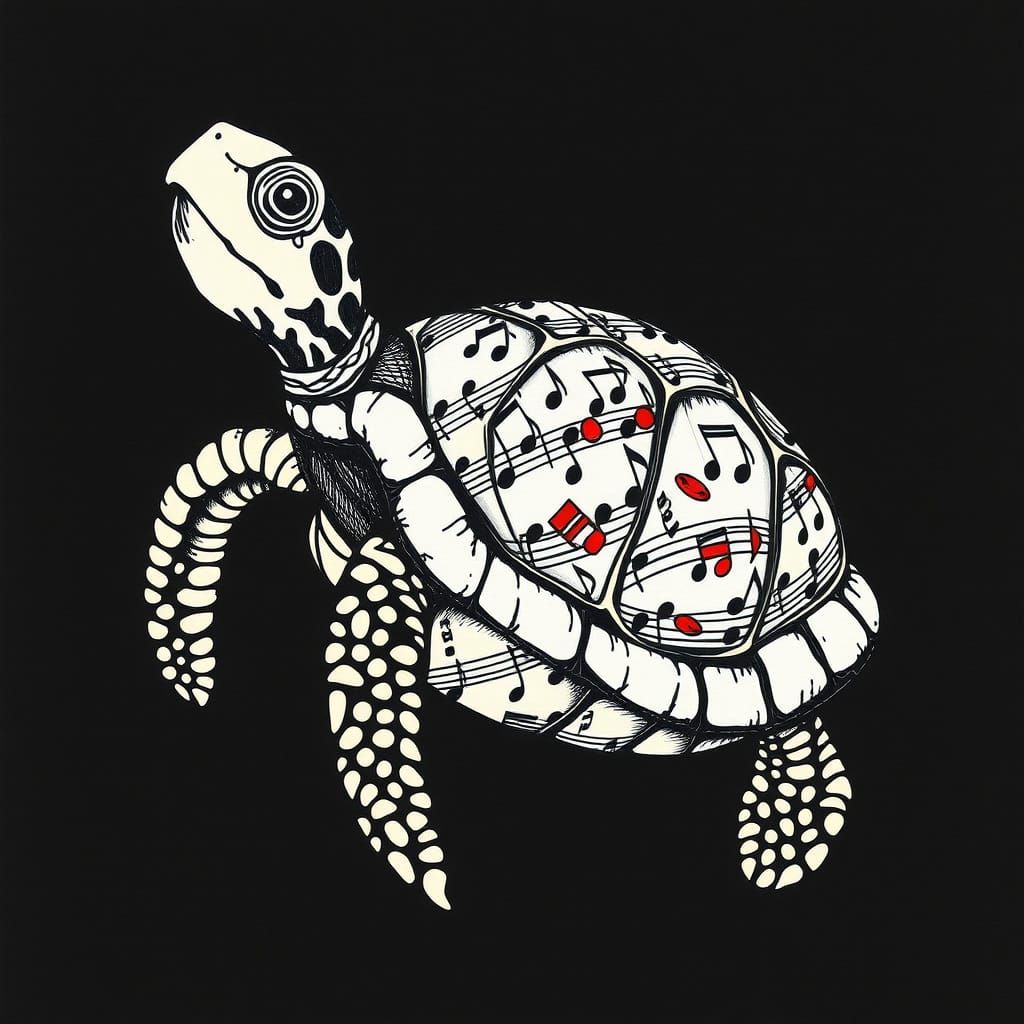Musical Turtle: A Whimsical Pop Art Creation