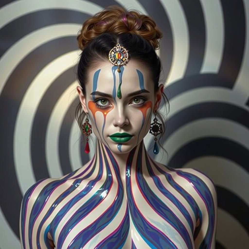 Vibrant Body Painting with Optical Illusion