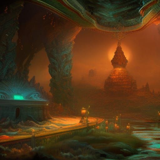 Detailed Naagin Matte Painting in Deep Color