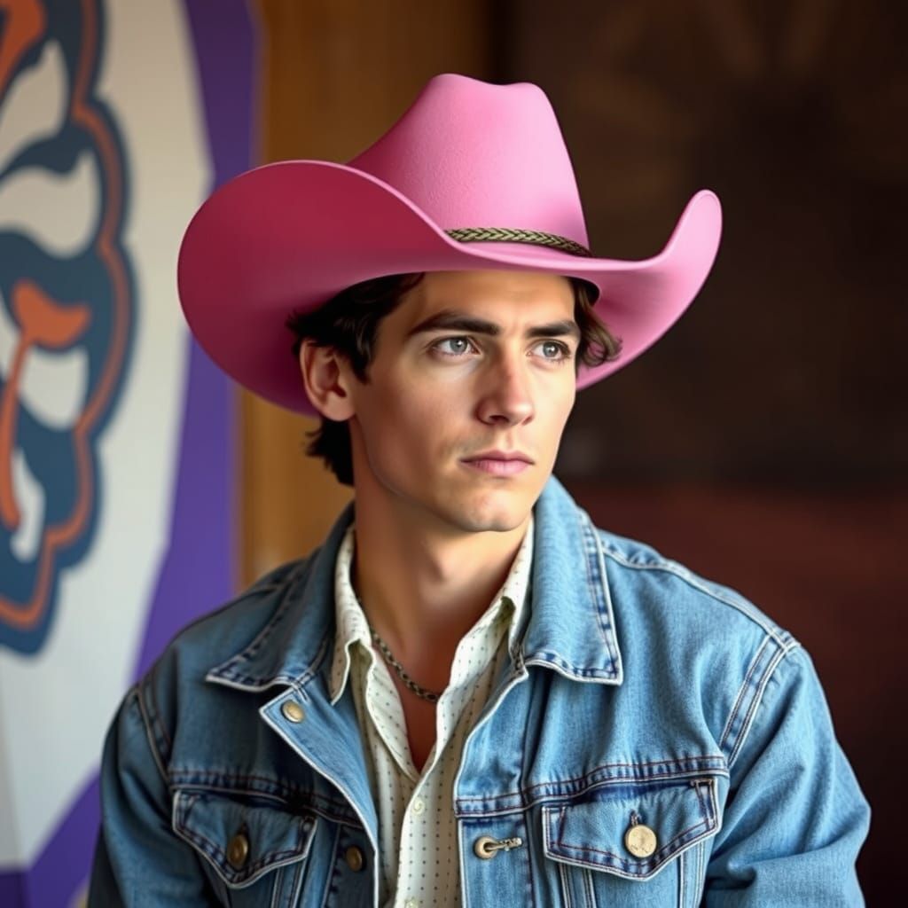 Tim Drake in Pink Cowboy Hat and Denim