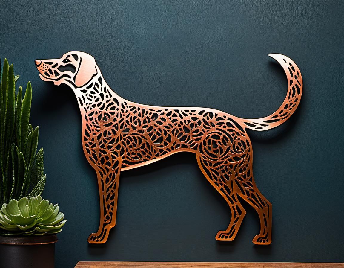 Copper Metal Foxhound Wall Art in 8K