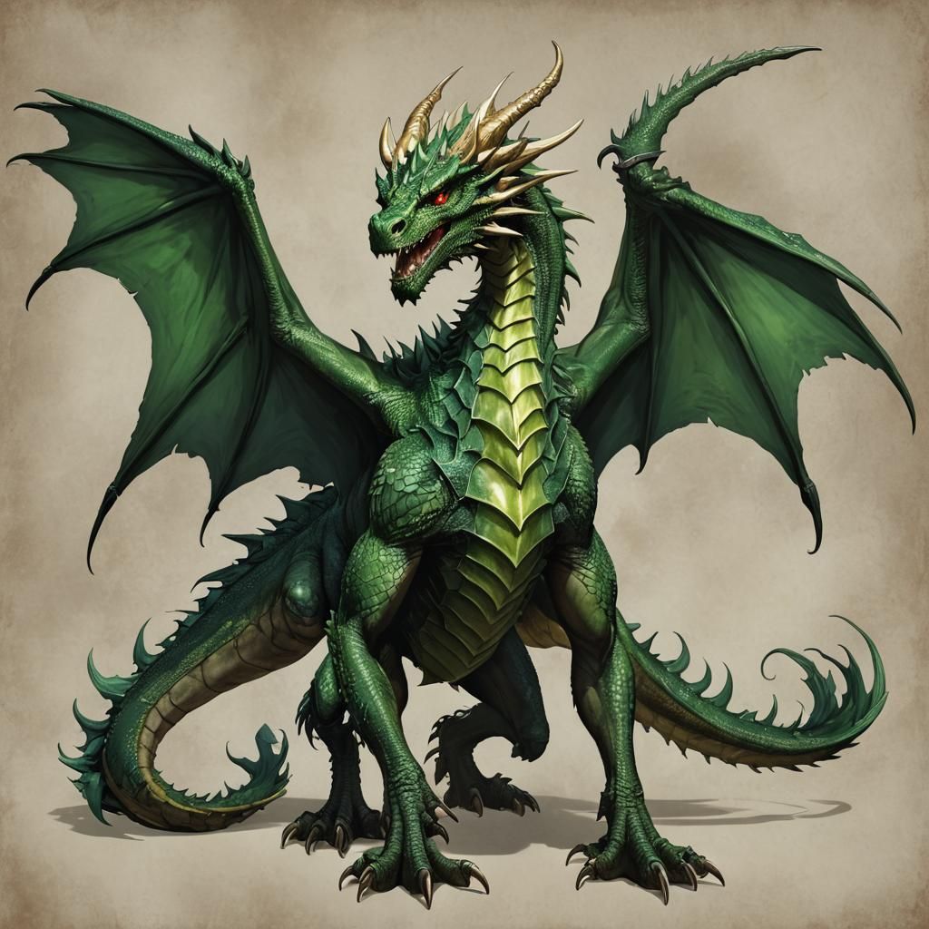 Emerald Dragon King with Bone Crown, Detailed Art