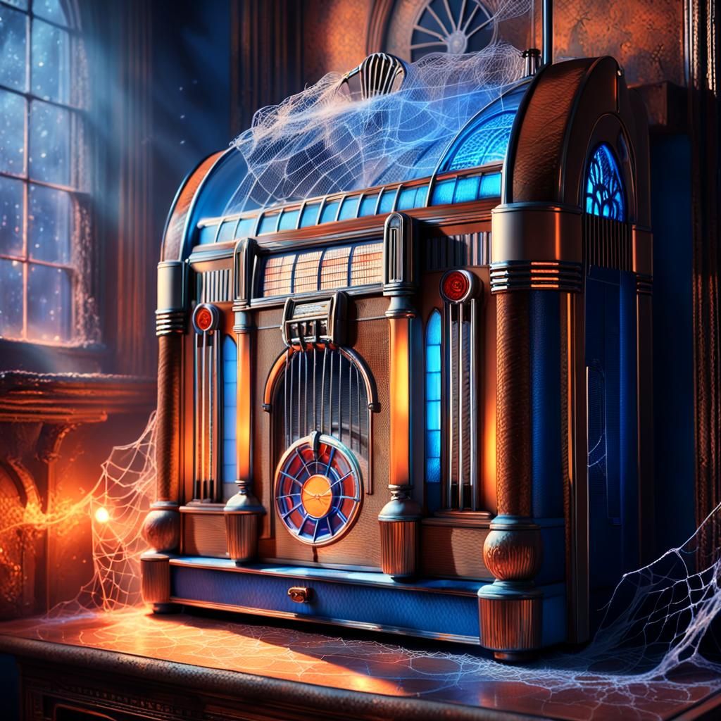 Gothic Fantasy Jukebox in Abandoned Room