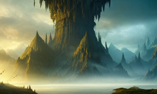 Epic Fantasy Kingdom and Castle in Golden Hour