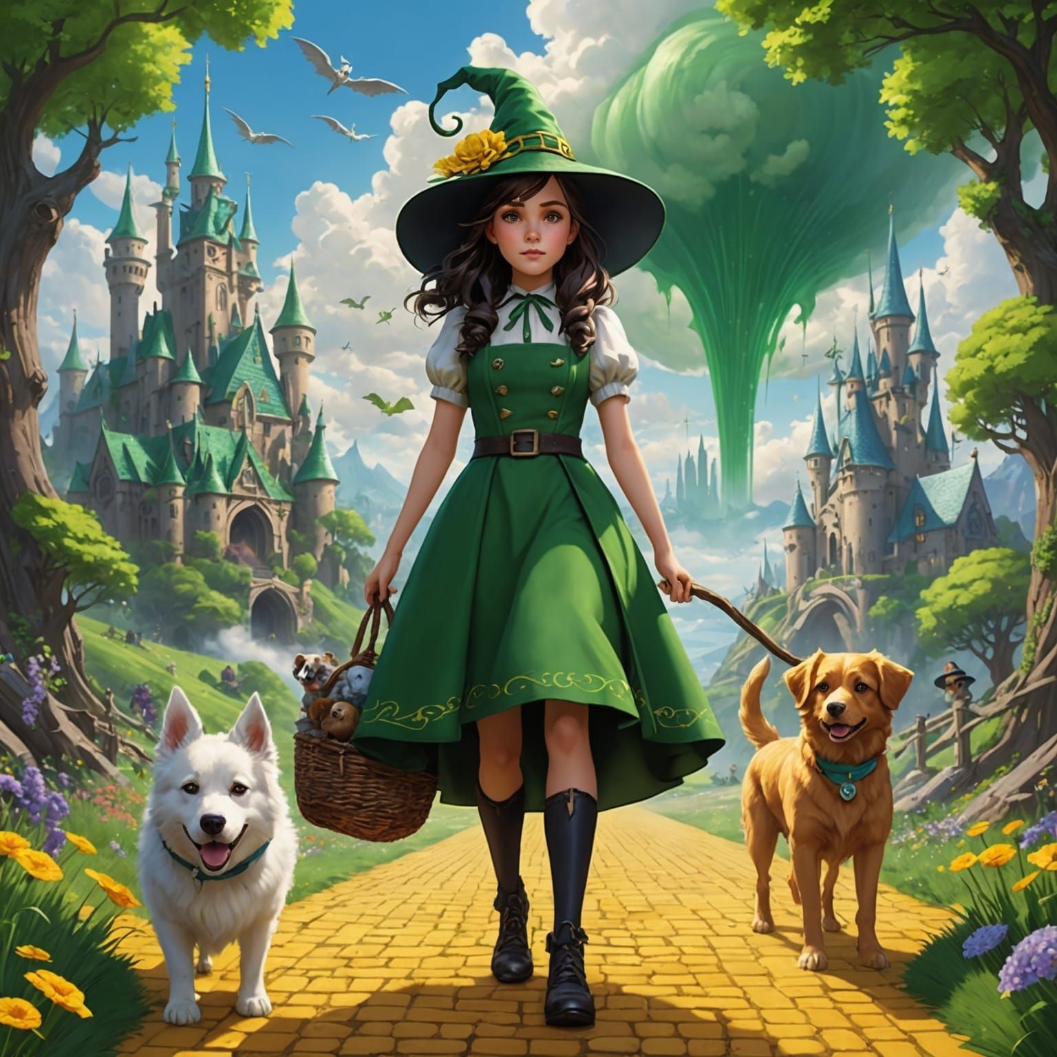 Girl and Dog in Oz: 3D Anime Art