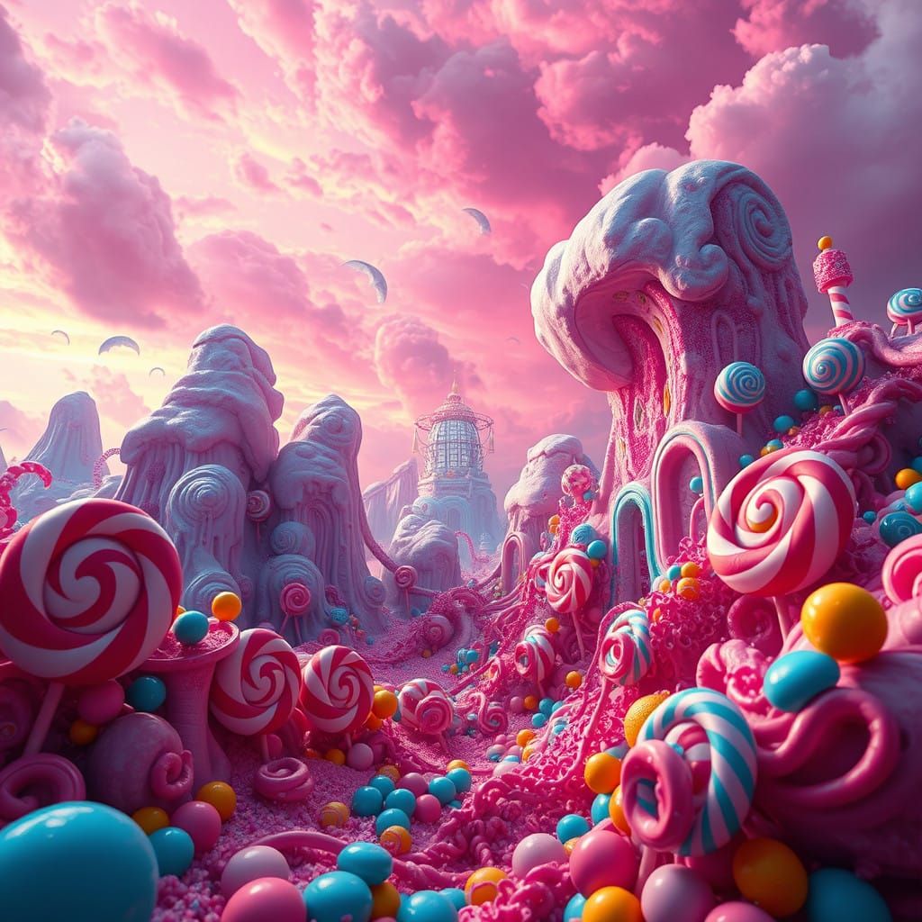 Vibrant Sweetscape in Cyberpunk Style