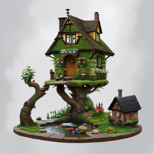 Charming Miniature Village in Art Nouveau Style