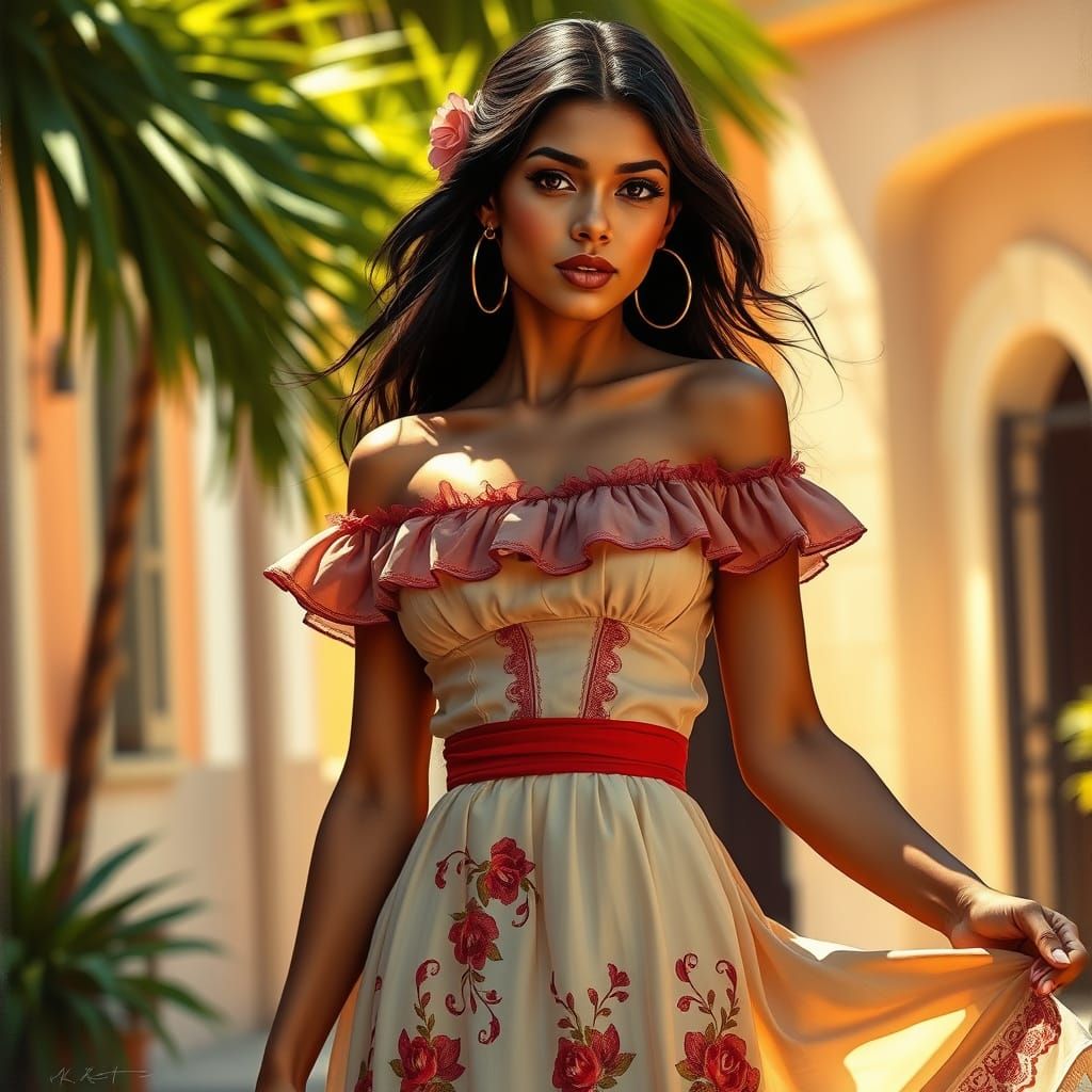 Sensual Cuban Beauty in Vintage-Inspired Elegance