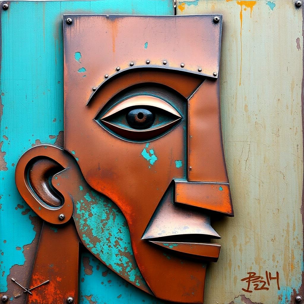 Cubism rusted metal wall art