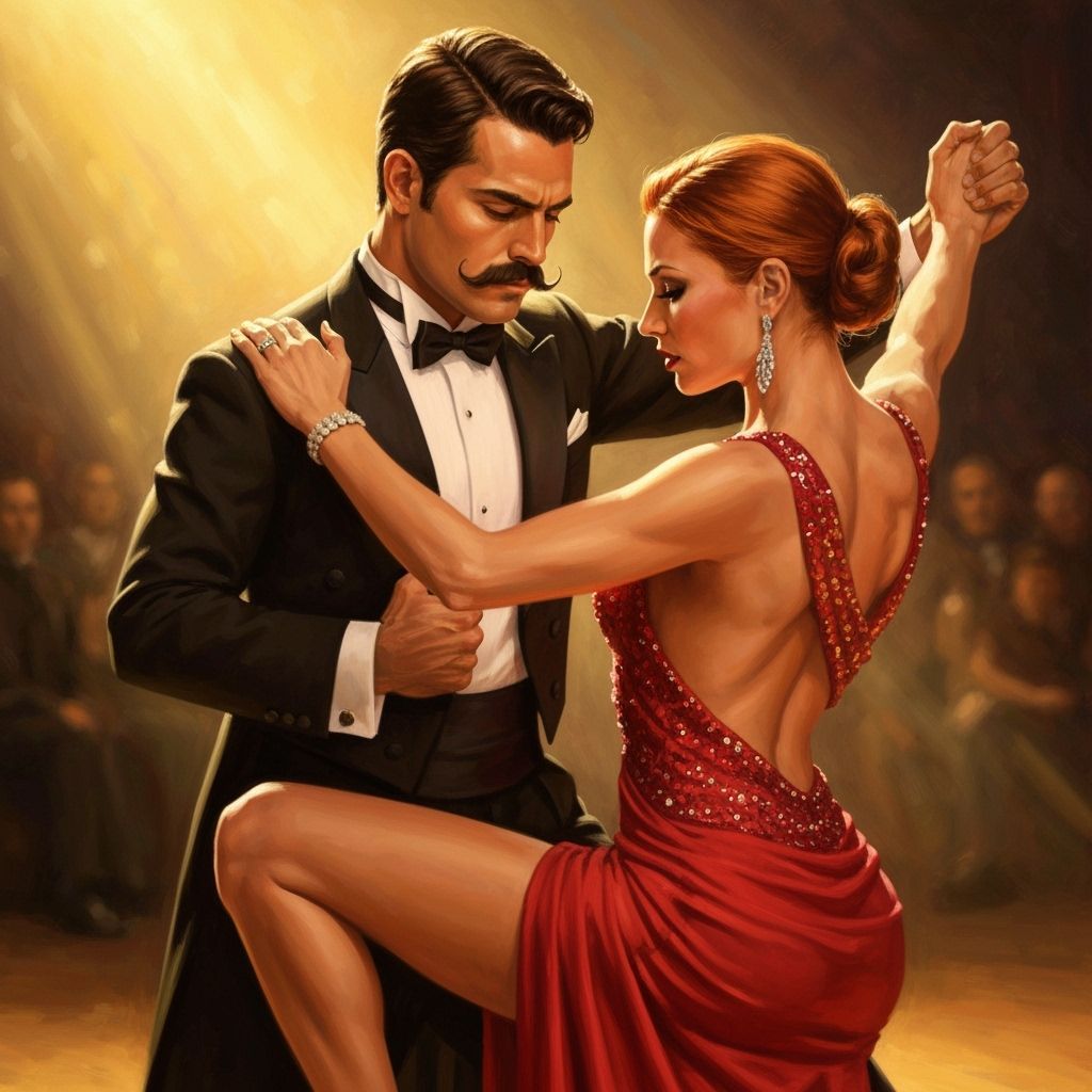 Passionate Tango Dance in Romantic Realism Style