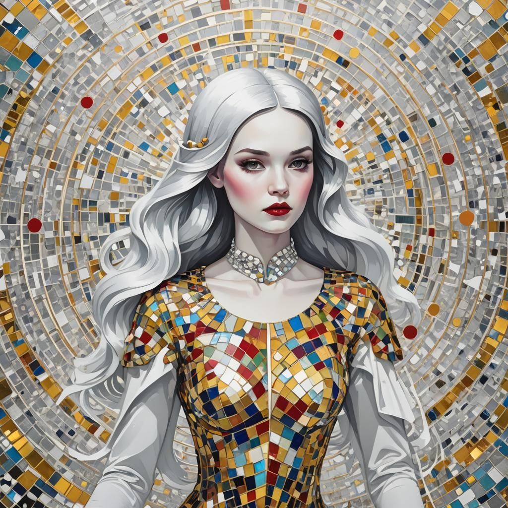 Snow White Space Mermaid in Pop Art Style