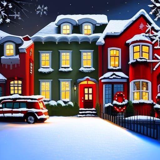 Festive Townhouses Aglow with Christmas Cheer