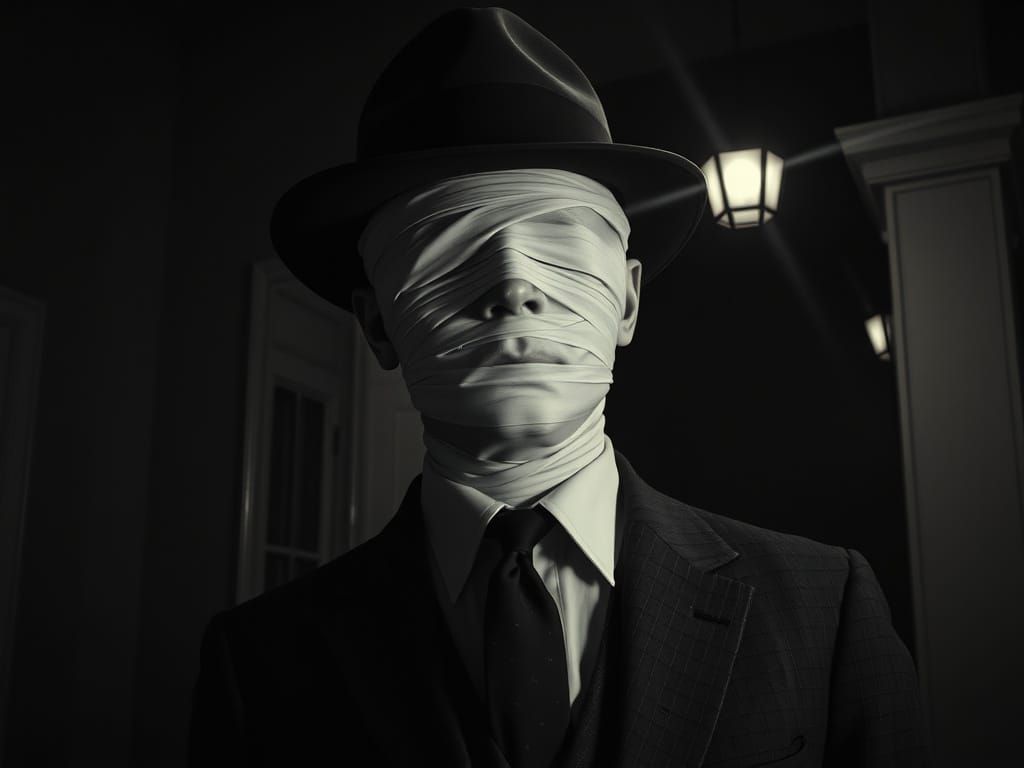 Invisible Man in Noir Style with Eerie Textures