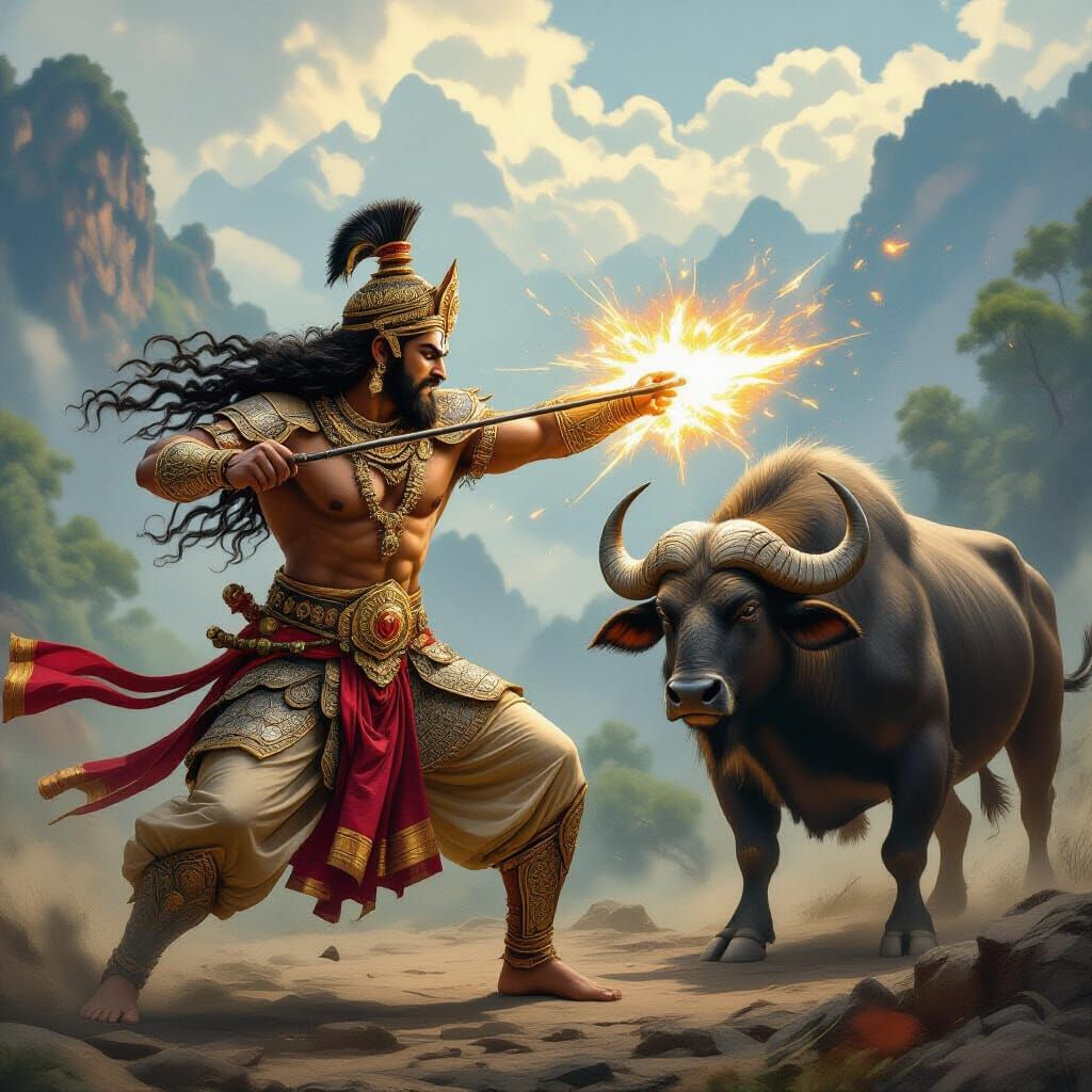 Bali Battles Dudumbhi: An Indian Epic Scene
