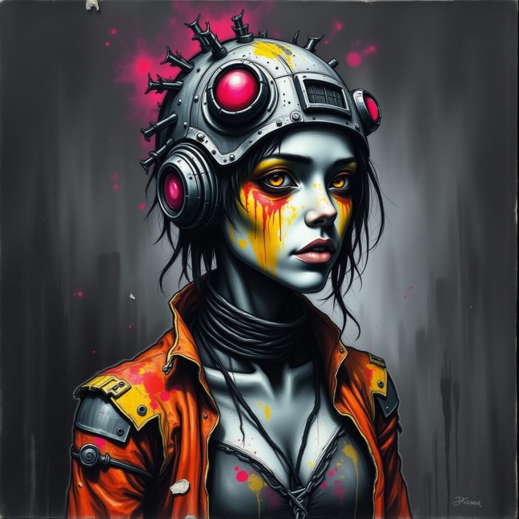 Detailed Cyborg Portrait with Dramatic Lighting